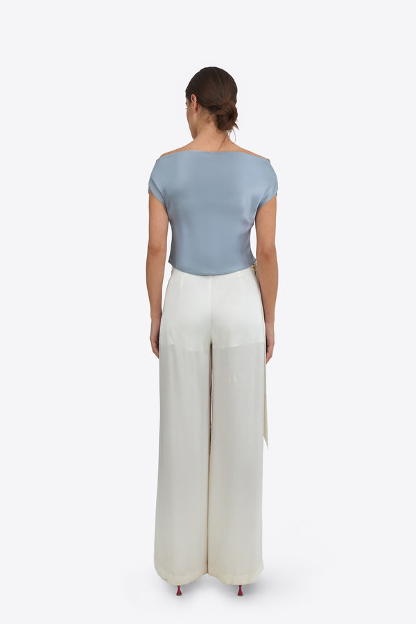 Lunaria Draped Top in Misty Blue