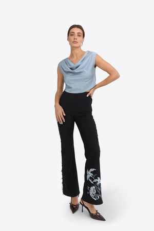 Lunaria Draped Top in Misty Blue