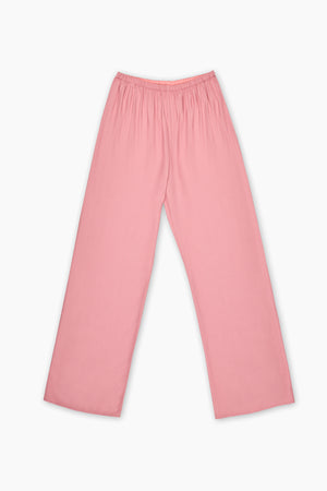 Du Berry dusty rose straight pants with elastic waistband and relaxed fit