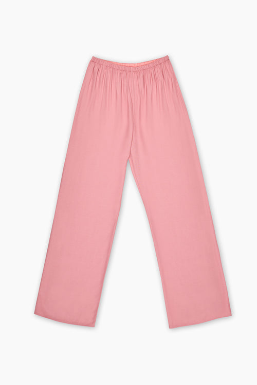 Du Berry dusty rose straight pants with elastic waistband and relaxed fit