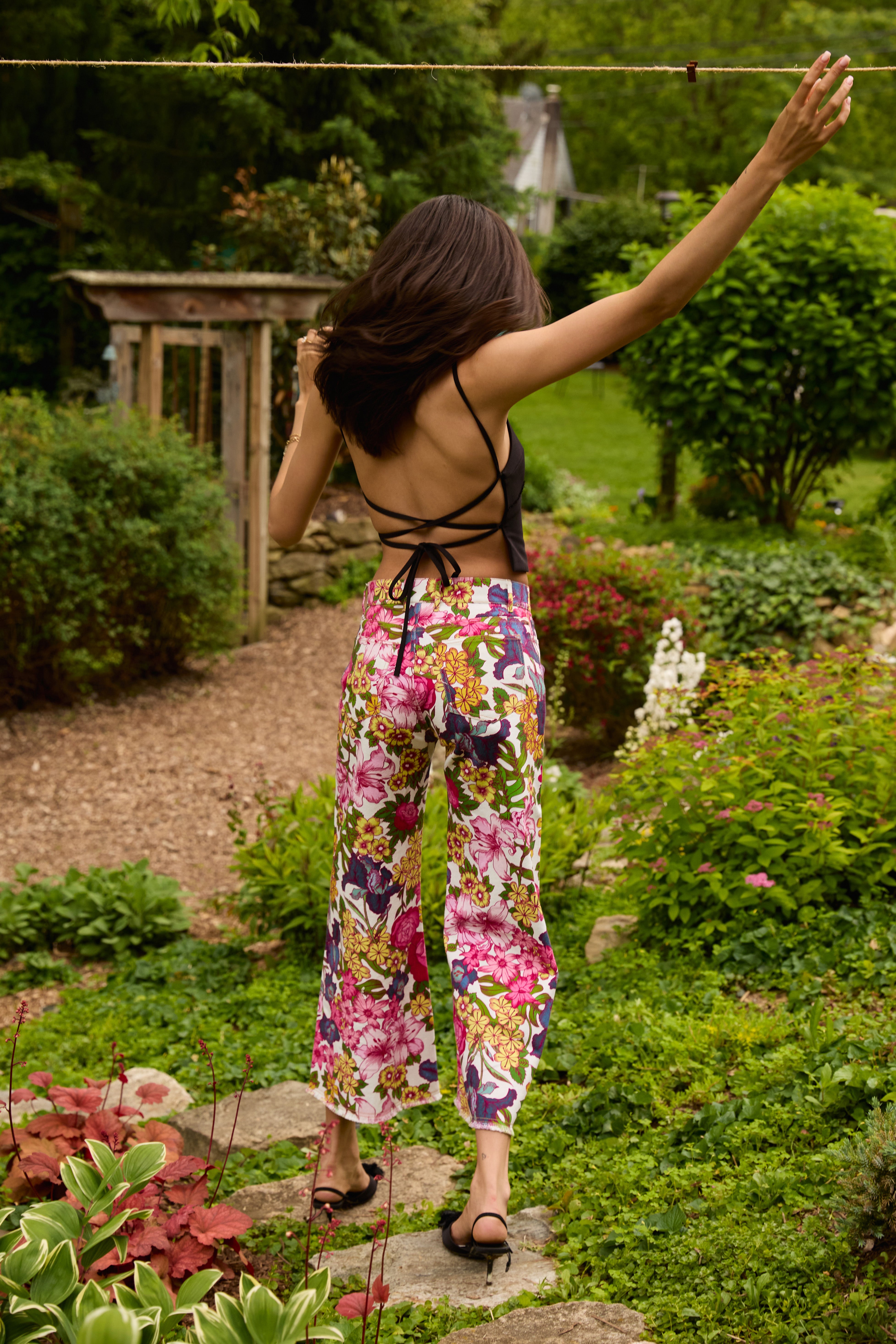 Floral Wide Leg Jeans Women - Floral Symphony Pants | Du & Berry