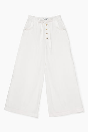 Du & Berry white cotton palazzo pants with button front and wide legs